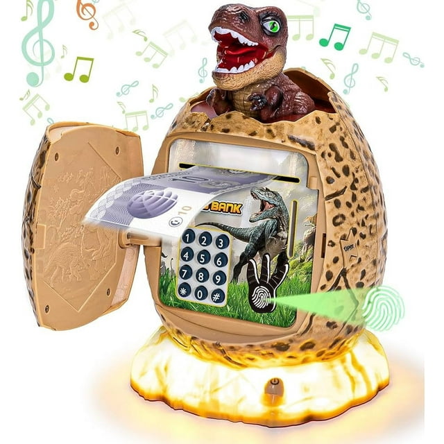 PRETXORVE Electronic For Kids Dinosaur ATM Password Cash Coin Can Money Toy For Children With Birthday