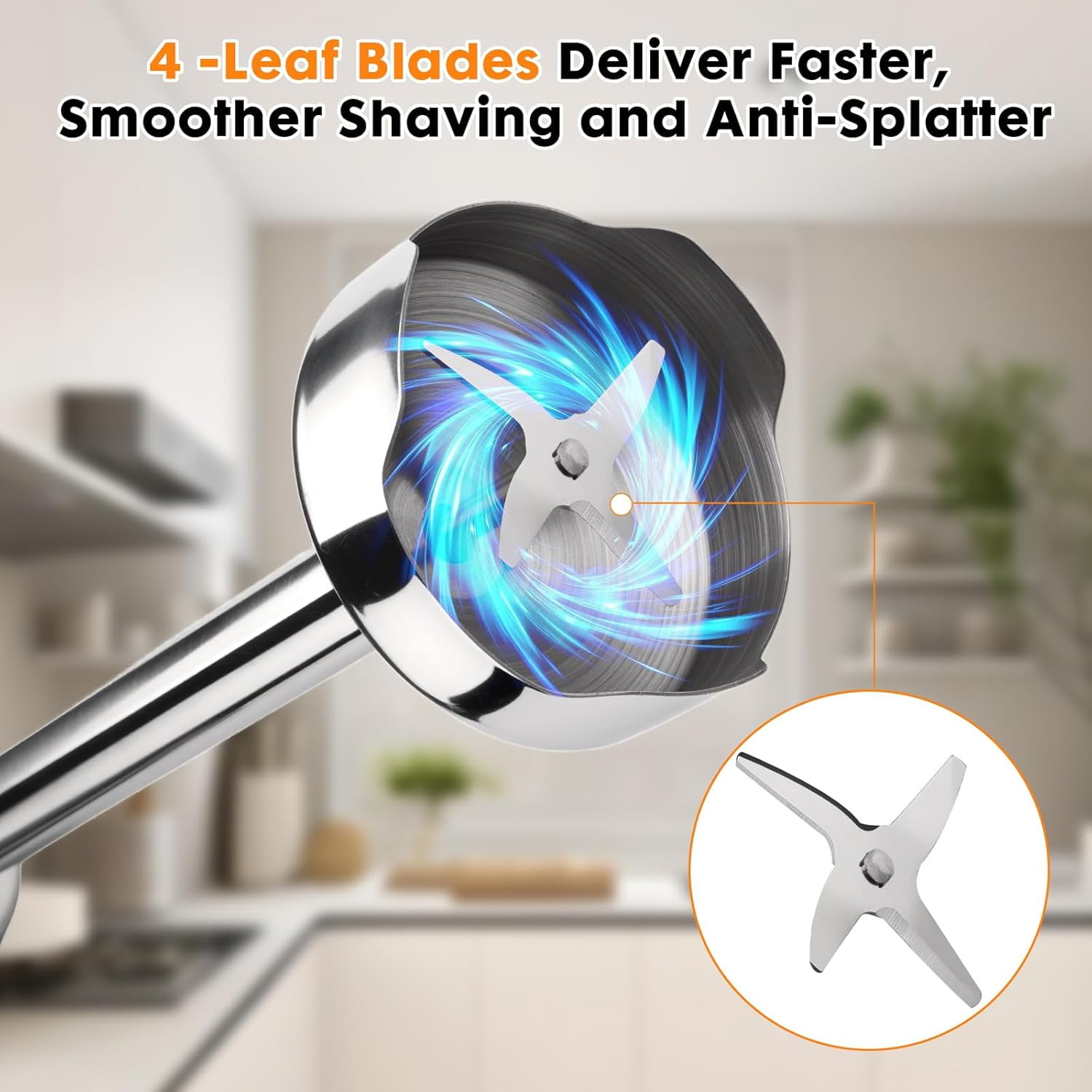 Immersion Hand Blender 8-in-1 with 25 Speeds, 1000W Motor, Stainless Steel Blades for Smoothies, Soups, and More