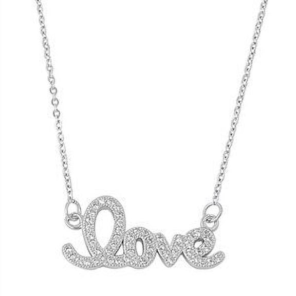 SilverCloseOut Script Love Colorless Diamond Necklace, 22 ct. t.w., 925 Sterling, 18 in Cable
