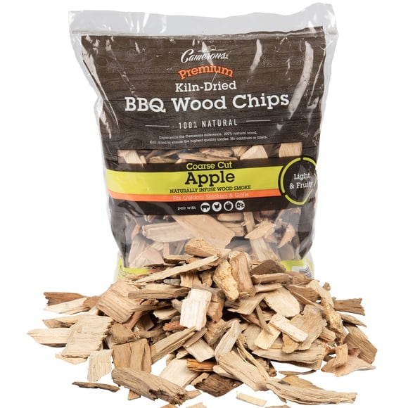 Camerons All Natural Apple Wood Chips for Smoker - 260 Cu. In. Bag, Approx 2 Pounds- Kiln Dried Coarse Cut BBQ Grill Wood Chips fo