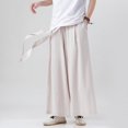 thumbnail image 1 of Pantalones casuales de algodón y lino para hombre Pantalones anchos de lino holgados para hombre, 1 of 6