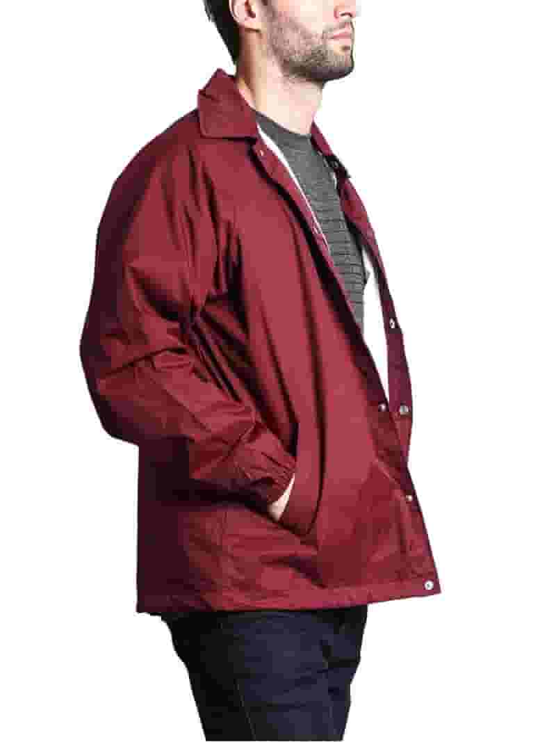 大人気新作 Windbreaker Waterproof Men's Jacket Large - Burgundy - VOS Clothing