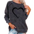 thumbnail image 1 of Besolor Chandail en Molleton Décontracté pour Femmes Imprimé Cœur Col Rond Manches Longues Blouse Ample Confortable Automne, 1 of 5