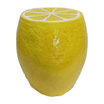 Playful Sunny Lemon Accent Stool - Weatherproof Side Table & Plant Stand for Outdoor/Indoor Use