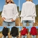 thumbnail image 3 of Suéter de las mujeres Suéter de punto para mujer, cuello alto, manga de linterna, jersey de punto con cable, jersey cálido informal, tops 1 1, 3 of 5