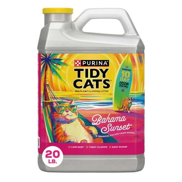 Purina Tidy Cats Clumping Cat Litter, Multi Cat, Bahama Sunset Scented, Odor Control Formula, 20 lb Jug