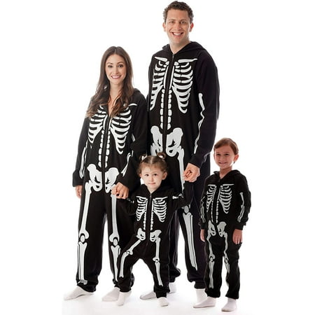 

Youweixiong Family Matching Halloween Onesies Pajamas Skeleton Printed Hooded Zipper PJs Loungewear for Men/Women/Kids