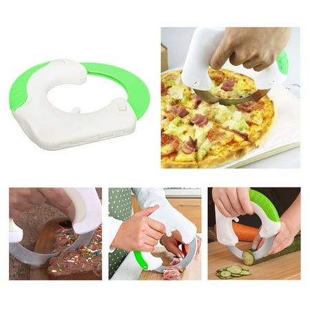 YXwin Utility Knives Circular ABS Rolling Knife Stainless Steel Circle Scroll Blade Kitchen Cutter Suit for Meat Vegetables Salad Pizza (White and