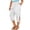 White, variant on Womens Cropped Capri Pants Full Elastic High Waist Hidden Side Pockets Side Split Hem Adjustable Tie Ankle Cuff Summer Plus Size Home Beach Casual Wear Trousers
