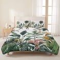 thumbnail image 3 of Quilts Twin Size Bedding Set, Summer Palm Tree Lightweight Quilted Comforter, Tropical Botanical Floral Coastal Soft Reversible Bedspread Coverlet with Pillow Covers for All Season, 68" x 86", 3 of 9