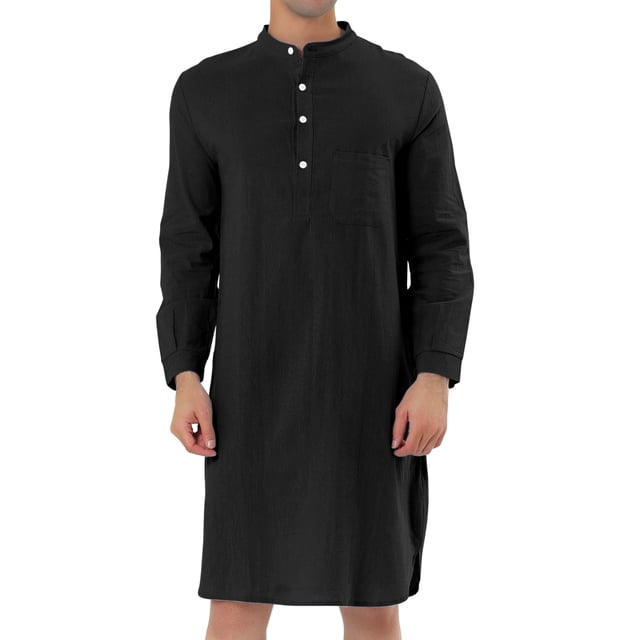 Camisón Lars Amadeus para Hombre Henley Negro XL