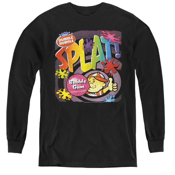 Dubble Bubble Splat Gum Youth Long Sleeve T-Shirt Black