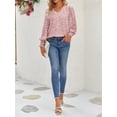 thumbnail image 6 of Women's V Neck Long Sleeve Shirt Tops Casual Office Work T-Shirt Blouse, 6 of 7