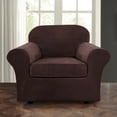thumbnail image 6 of CJC Velvet Plush Sofa Covers Stretch Couch Covers with Separate Cushion Cover (Brown, Armchair), 6 of 10