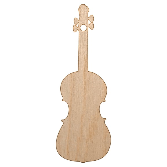 Violin Music Instrument Silhouette Wood Holiday Christmas Tree Ornament Unfinished DIY Pre-Drilled Craft