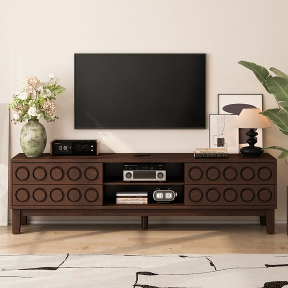 Miekor Furniture TV Stand for TVs up to 75" , Media Console with 4 Drawers, Entertainment Center with Storage for Living Room and Bedroom(Dark Brown) MK4157