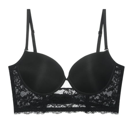 Ramiter Lingerie for Women Underwear Breathable Sports Wearing Women Vest Pad Top Sexy Bra Chest S Black