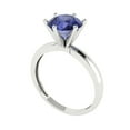 thumbnail image 2 of Clara Pucci 14K White Gold Solid Gold Tanzanite Solitaire Anniversary Ring for Women - 2 cttw Round Cut, 2 of 8
