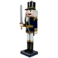 thumbnail image 3 of 14" Decorative Wooden Blue White and Gold Christmas Nutcracker Soldier with Sword, 3 of 6