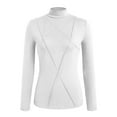 thumbnail image 4 of Womens Long Sleeve Tops Women's Close Fitting Solid Color Round Neck Stand Up Collar Top Base Shirt T-shirt With Velvet Base Long Sleeved Round Neck Top/shirt,White,L, 4 of 5