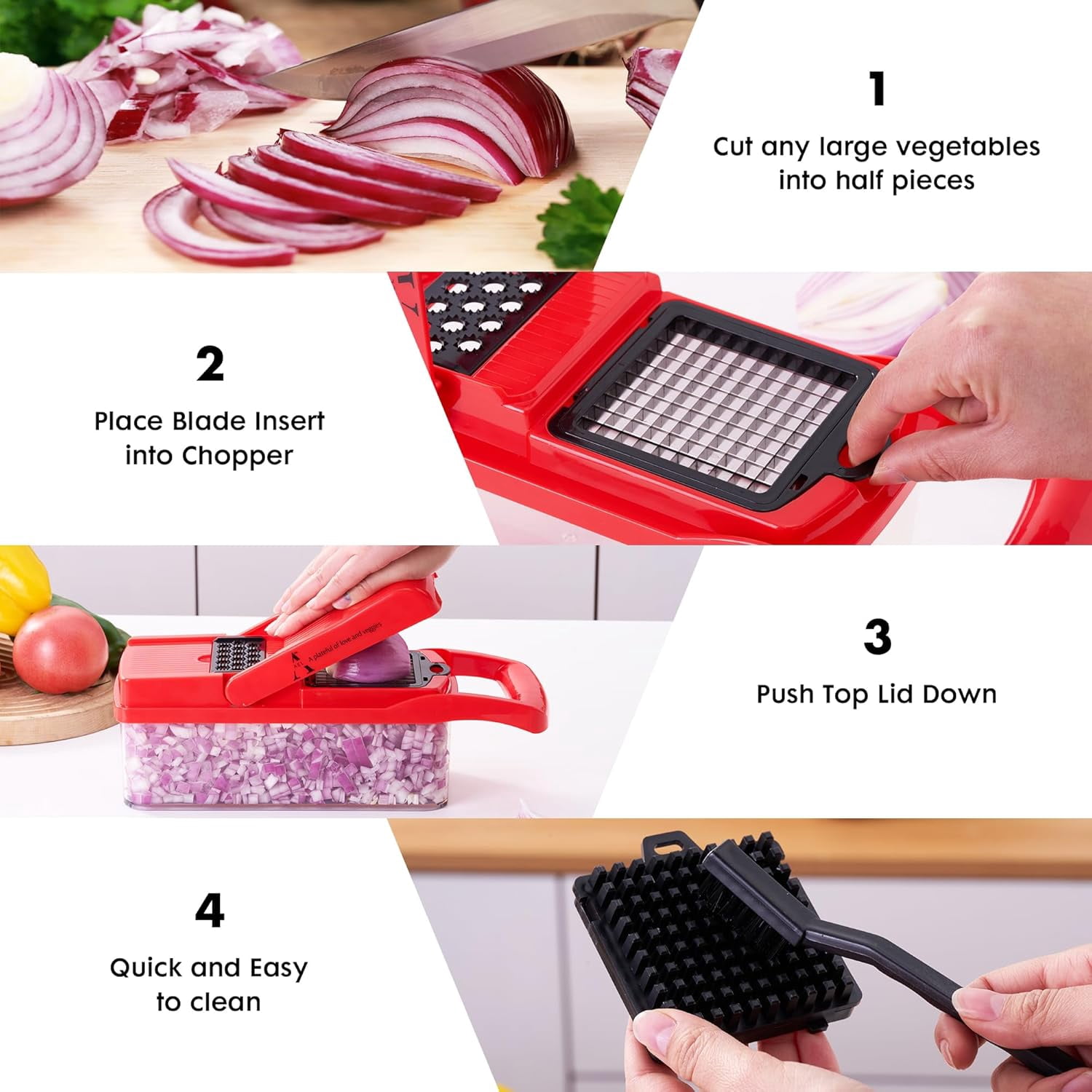 FANGNISN Vegetable Chopper Onion Cutter with Container, Mandoline Slicer Food Chopper Veggie Dicer with 7 Blades for Carrot Potato Home Kitchen Gadget