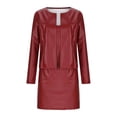 thumbnail image 4 of QHFBli Women Leather Business Dress Suit Sets 2 Piece Work Office Fashion Outfits Cropped PU Cardigan Bodycon Dress Set, 4 of 6