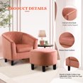 thumbnail image 5 of Accent Chair with Ottoman Set, Upholstered Soft Barrel Chair with Footrest & Cushion, Reading Chair Armchair for Living Room, Bedroom, Office, Reading Room,Velvet Pink, 5 of 8