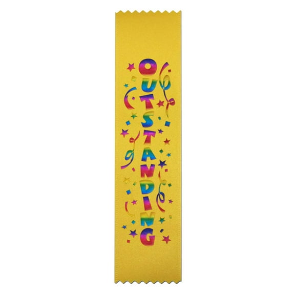 RibbonsNow Outstanding Award Ribbons - 50 Flat Bookmark Style Ribbons (No Card & String)