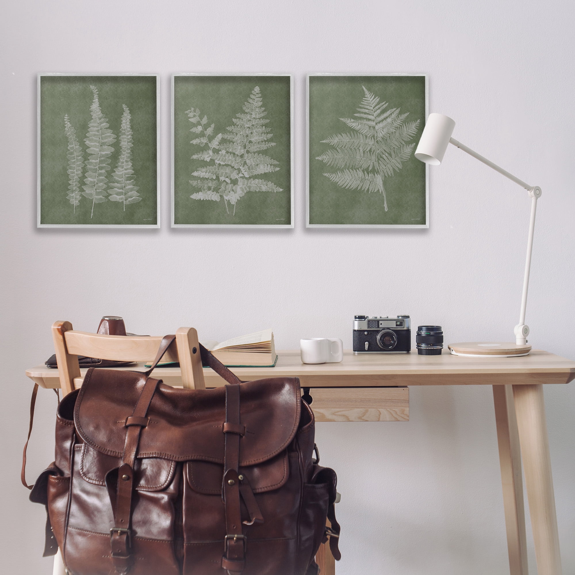 Stupell Industries Vintage Fern Silhouettes Botanical & Floral Painting Gray Framed Art Print Wall Art, 16 x 20, Set of 3