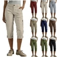 thumbnail image 5 of Smsaxvxz Womens Cargo Pants Fashion Wide Leg Capri Trousers with Multi Pockets Casual Loose Summer Pants Army Green L, 5 of 5