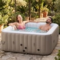 thumbnail image 6 of FICISOG Inflatable Hot Tub for 4 Person, Portable Blow Up Hot Tubs with 120 Bubble Jets, Square 60" W x 25" H Outdoor Inflatable Hot Tubs Spa - Coffee, 6 of 9