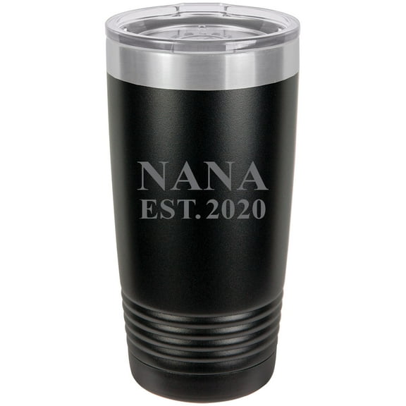 Nana Established EST. 2020 Stainless Steel Engraved Insulated Tumbler 20 Oz Travel Coffee Mug, Black