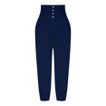 thumbnail image 5 of Xihbxyly Linen Pants for Women Womens Pants Cotton Linen Long Lounge Pants Drawstring Back Elastic Waist Pants Casual Trousers with Pockets, Navy, XXL My Recent Orders #2, 5 of 6