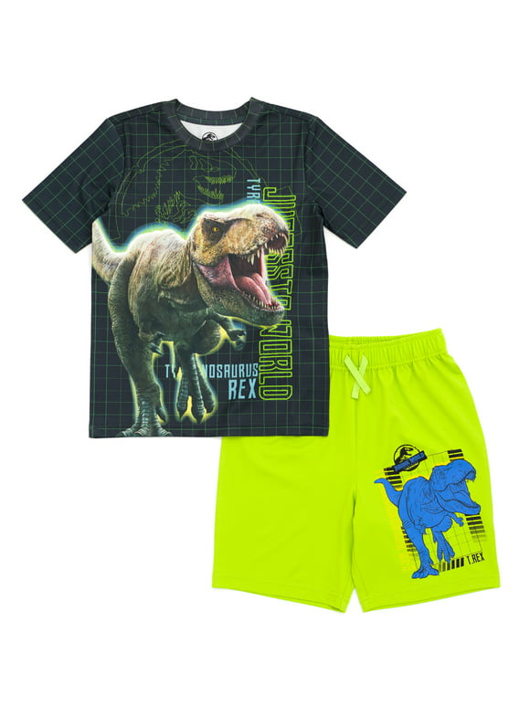 Jurassic World Jurassic Park T-Rex Little Boys T-Shirt and Shorts Outfit Set Toddler to Big Kid
