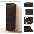 thumbnail image 5 of Hassch 5-Drawer File Cabinet with Lock and Wheels, Rolling Metal File Cabinet for A4/Letter/Legal Size Files, Home Office Furniture, Black, 5 of 11