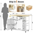 thumbnail image 3 of Royalbelle Rolling Kitchen Island,Kitchen Island Cart on Wheels with Drop Leaf and Storage,2 Cabinets,2 Drawers,3-Tier Spice Racks & Towel Holder,Movable Kitchen Island Table for Dining Room,White, 3 of 9
