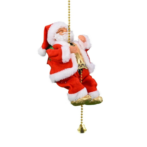 dajkiuy Electric Climbing Santa Claus on Rope Ladder with Music,Battery Operated Funny 7.5'' Tall Santa Climbing Up and Down Christmas Hanging Ornament Plush Doll Xmas Decoration Gift