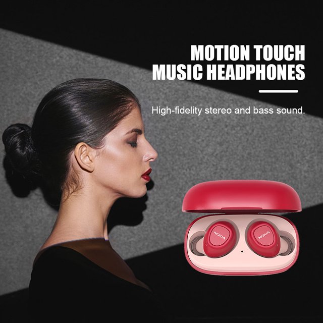Kuymtek Auriculares Nokia E3100 TWS Auriculares inalámbricos compatibles con Bluetooth 5.0 (Rojo)