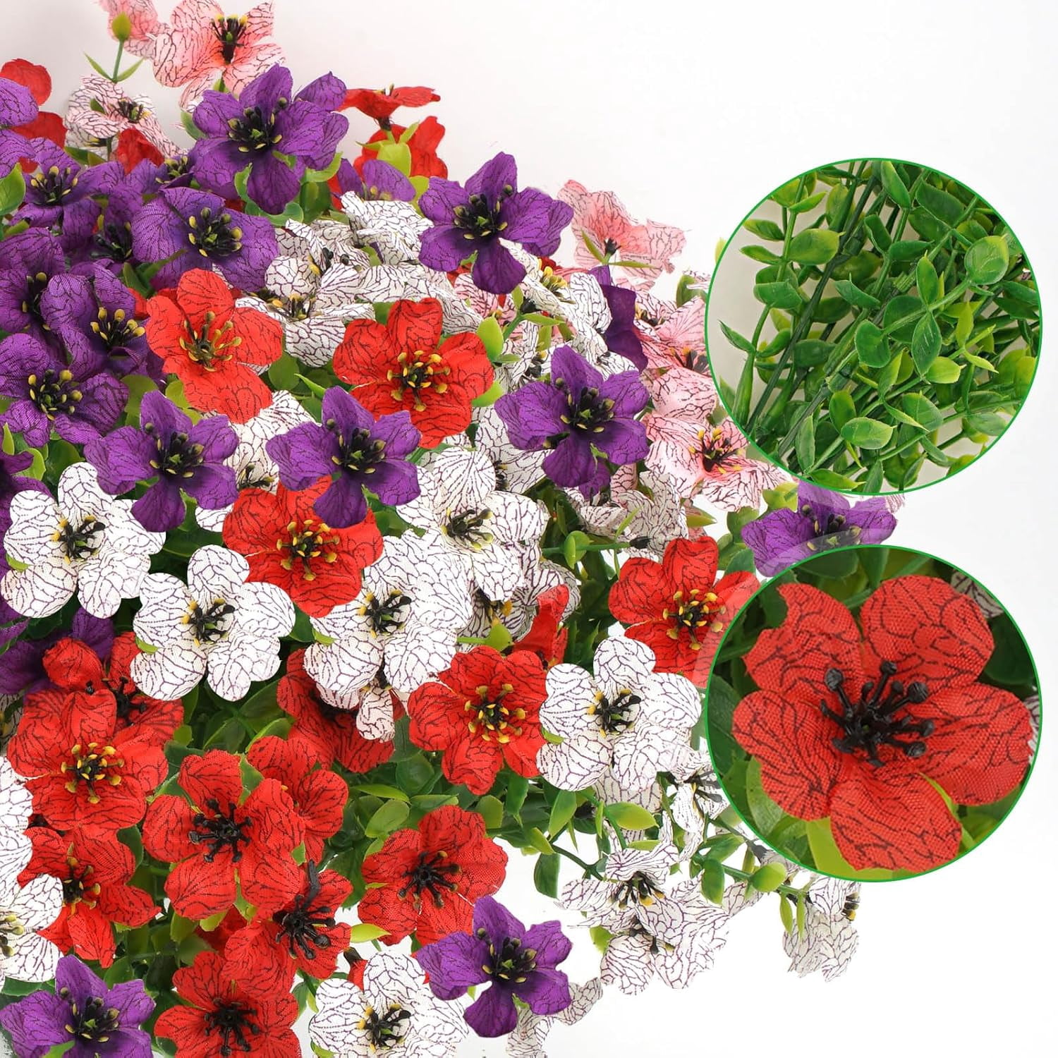 ZOELNIC 12 Bundles Artificial Fake Flowers Outdoors, Realistic UV Resistant Faux Plants with Silk Flowers for Outside Planters Window Box Front Porch Summer Decoration