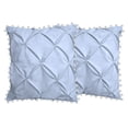thumbnail image 3 of 2 Piece Pom-Pom Pinch Pleated Solid Light Blue European Pillow Shams, (European 26x26 Pillow Cover), 100% Egyptian Cotton, 800 Thread Count, European Size, 3 of 3