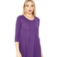 thumbnail image 4 of Women's Loose Fit 3/4 Sleeve Round Neck Jersey Knit A-Line Solid Midi Dress, 4 of 4