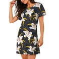 thumbnail image 2 of Daiia Lilies Flowers Print Women's Nightshirt Soft Nightgowns for Women Short Sleeve dress Short-sleeved Sleepwear, 2 of 6