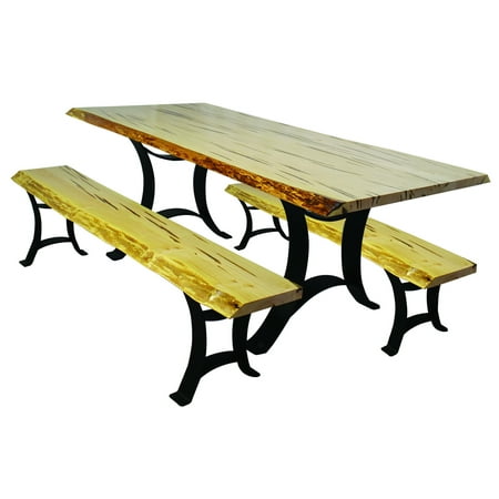Diwan Set Furniture In Usa Furniture Barn USA® Wormy Maple Dining Set with Golden Gate Base - Table and 2 Benches - 6 ft. Length ()