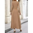 thumbnail image 3 of PRETTYGARDEN Women's Spring 2 Piece Outfits Dressy Casual Ribbed Knit Long Sleeve Crop Tops Maxi Flowy Skirts Matching Sets, 3 of 10