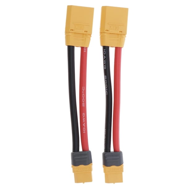 Paquete de 2 cables de alimentación de carga con adaptador de conexión XT60 hembra a XT90 macho. Los 100MM