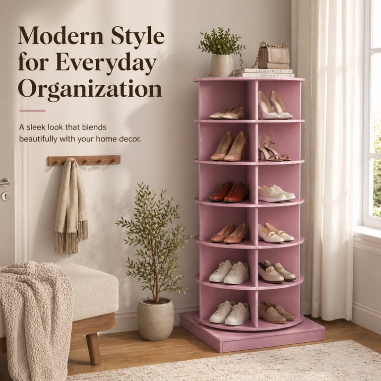Miniyam 360° Rotating Shoe Rack, 6-Tiers Shoe Rack Organizer for