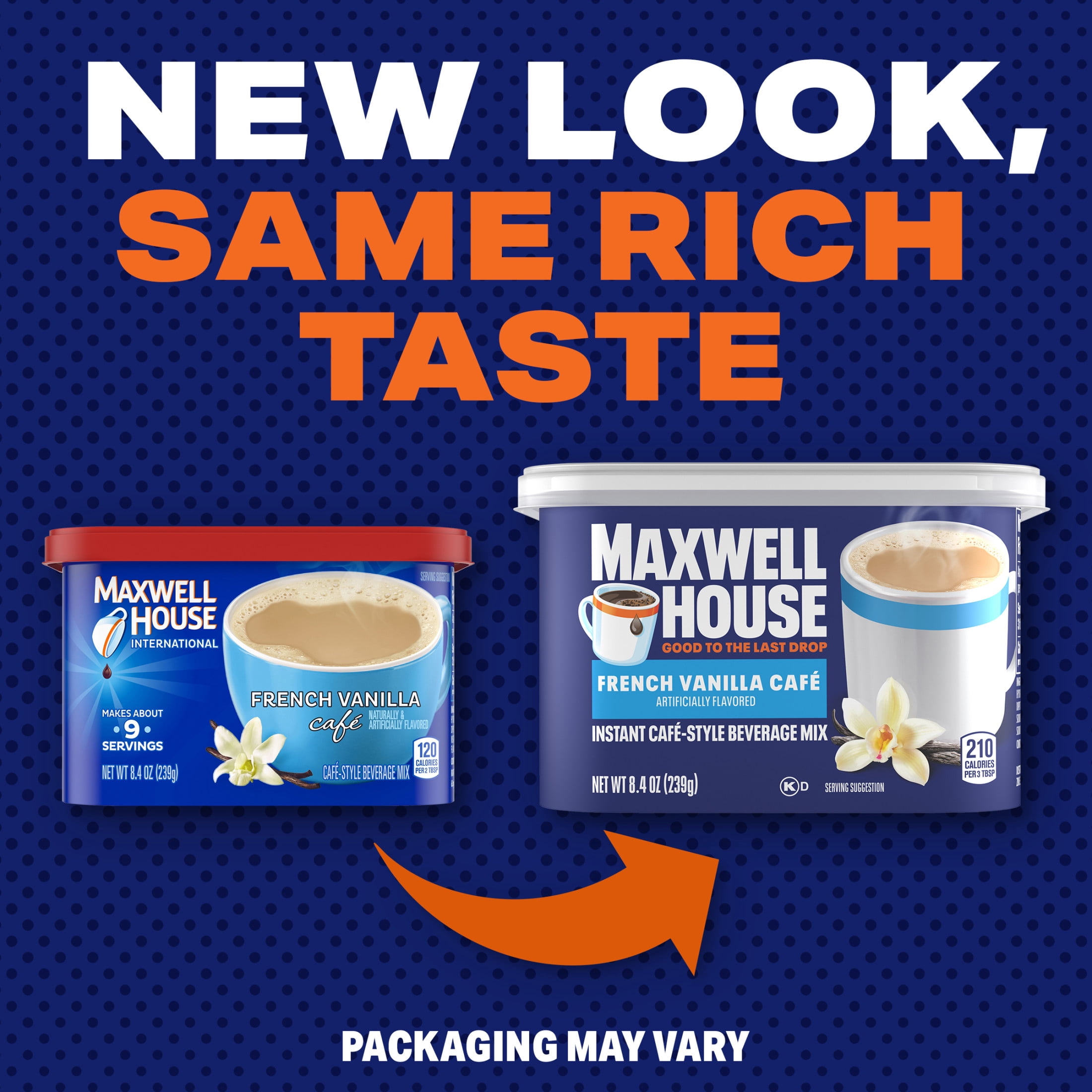 Maxwell House Instant Cafe-Style Beverage Mix, Easy to Prepare, 1 Canister, for Quick Morning Coffee or Afternoon Treat, French Vanilla Cafe, Kosher Dairy, 8.4 oz