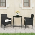 thumbnail image 1 of vidaXL 3 Piece Garden Bistro Set Poly Rattan and Tempered Glass Black, 1 of 5