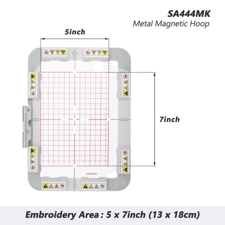 MaggieFrame Magnetic Embroidery hoop 5x7 inch for Brother NQ1600E 1400E NQ3600D 3500D 4000D 2800D 2500D 1500D V7 V5 V3 Sewing Machines(130x180mm-Square magnet-SA444MK)