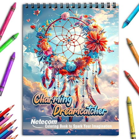 Netecom Charming Dreamcatcher Coloring Book for Adults Spiral Bound Softcover